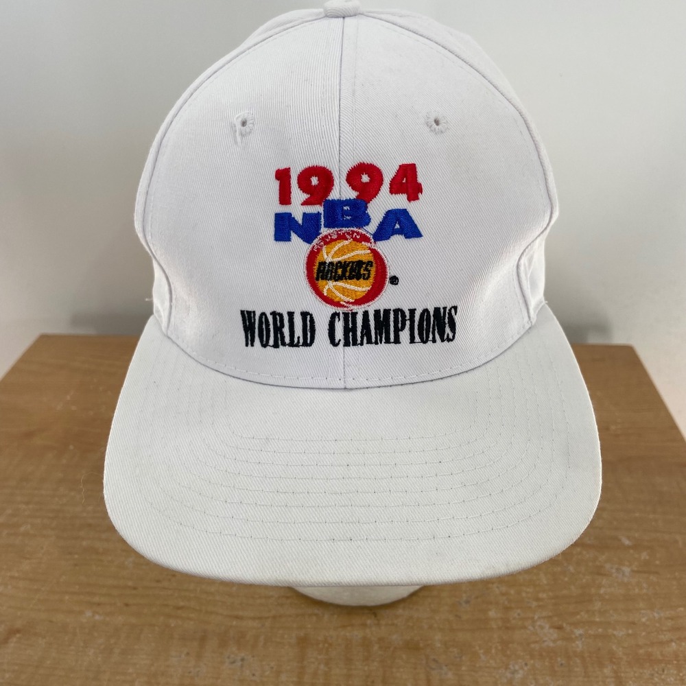Vintage 1994 Houston Rockets NBA World Champions Snapback Hat Headmaster White